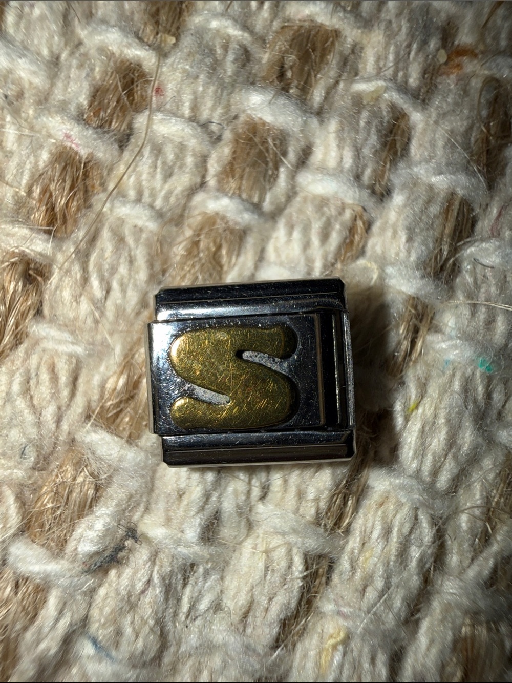 Gold 'S' Initial Italian Charm for Bracelet